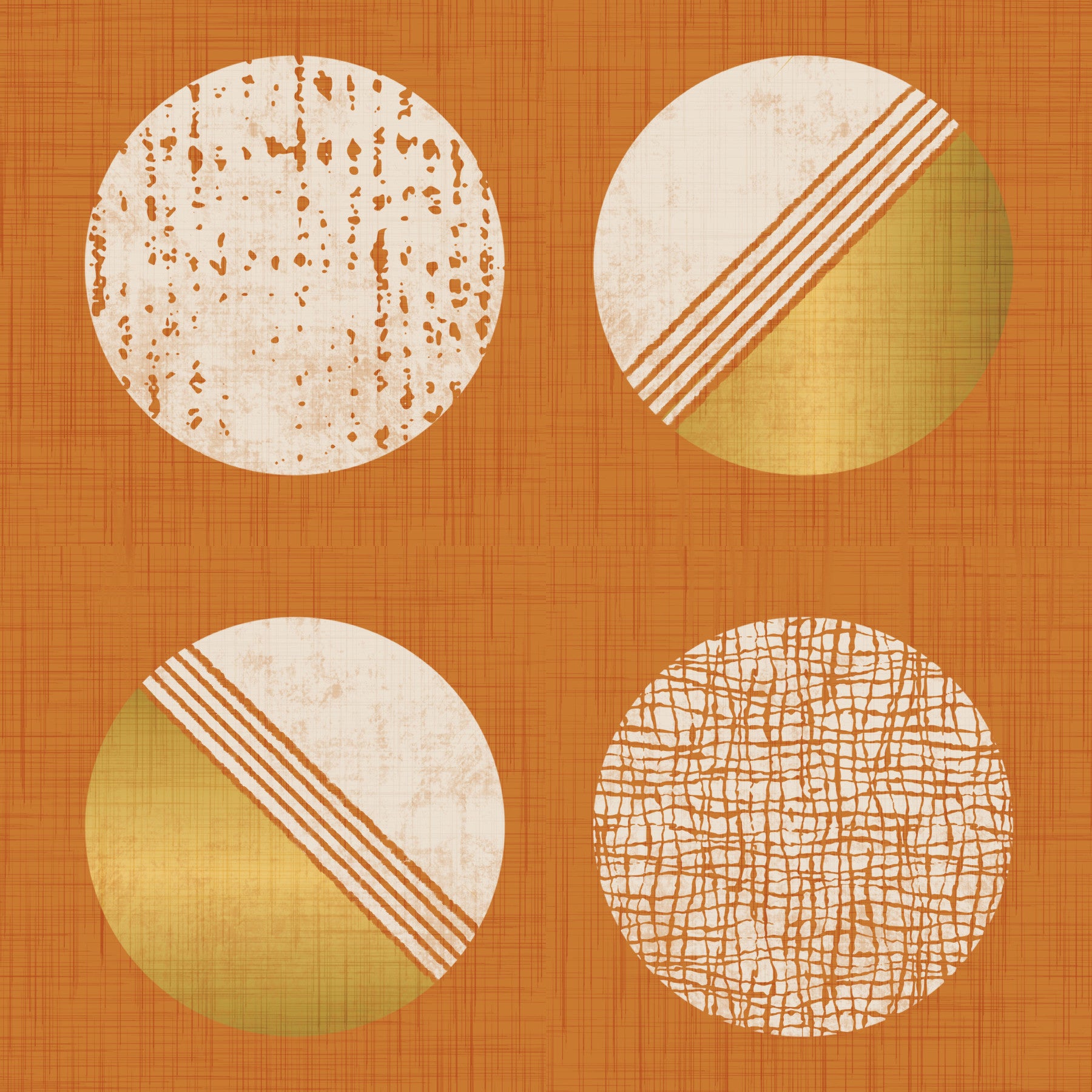 Burnt Orange Mustard Circles Wallpaper Mid Century Wallpaper⁠