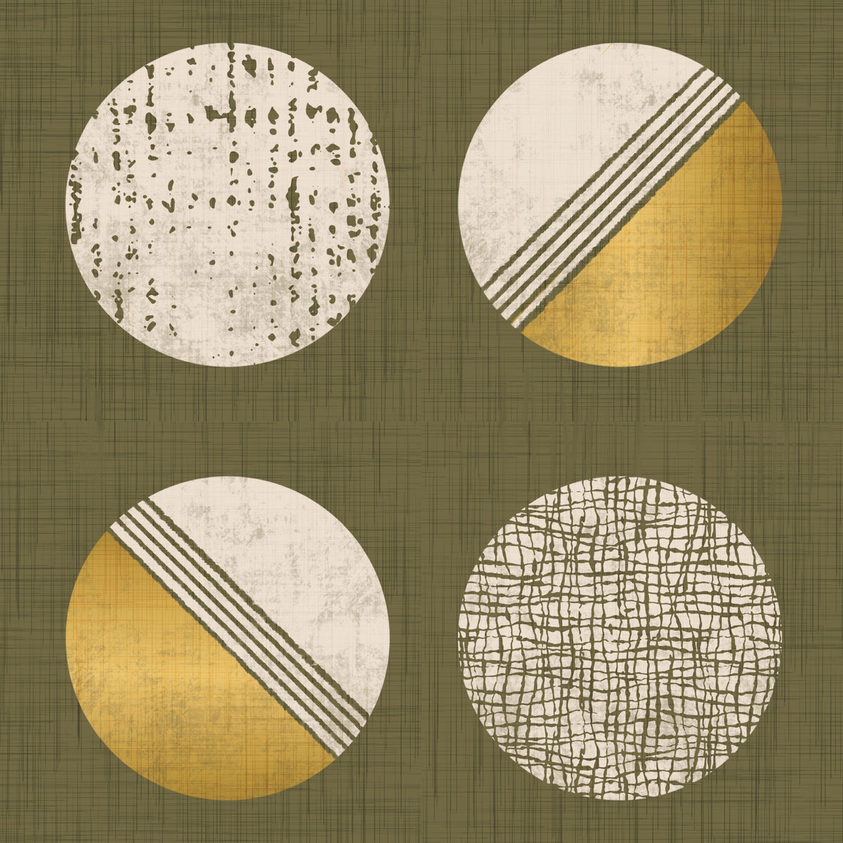Olive Green Mustard Circles Wallpaper Mid Century Wallpaper⁠ in your room