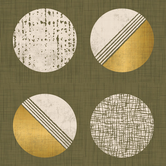 Olive Green Mustard Circles Wallpaper Mid Century Wallpaper⁠