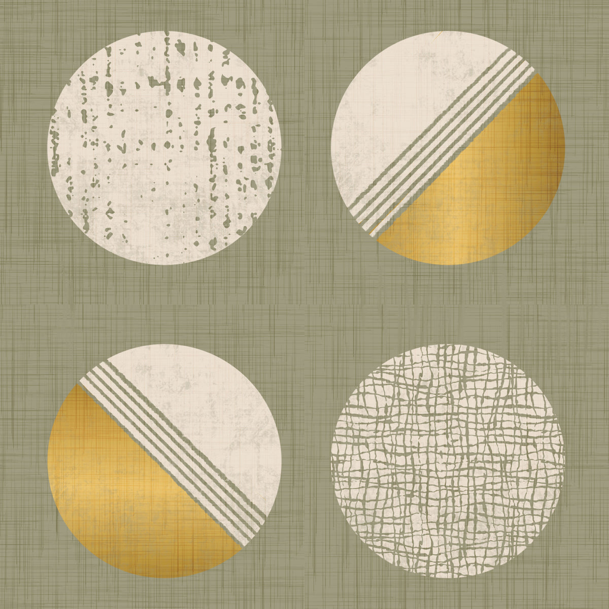 Sage Green Mustard Circles Wallpaper Mid Century Wallpaper⁠ in your room