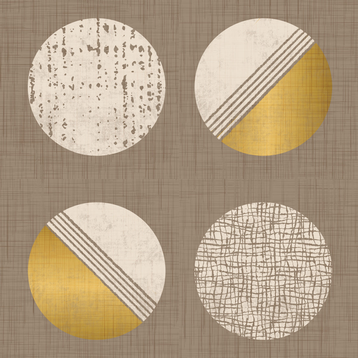 Warm Taupe Mustard Circles Wallpaper Mid Century Wallpaper⁠ in your room