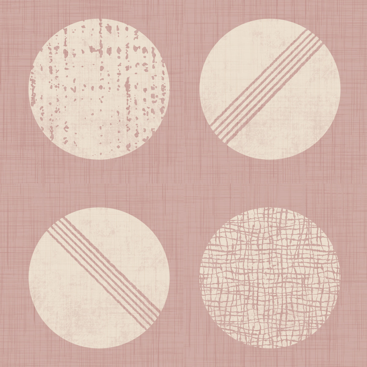 Blush Pink Cream Circles Wallpaper Mid Century Wallpaper⁠ in your room — zoomed