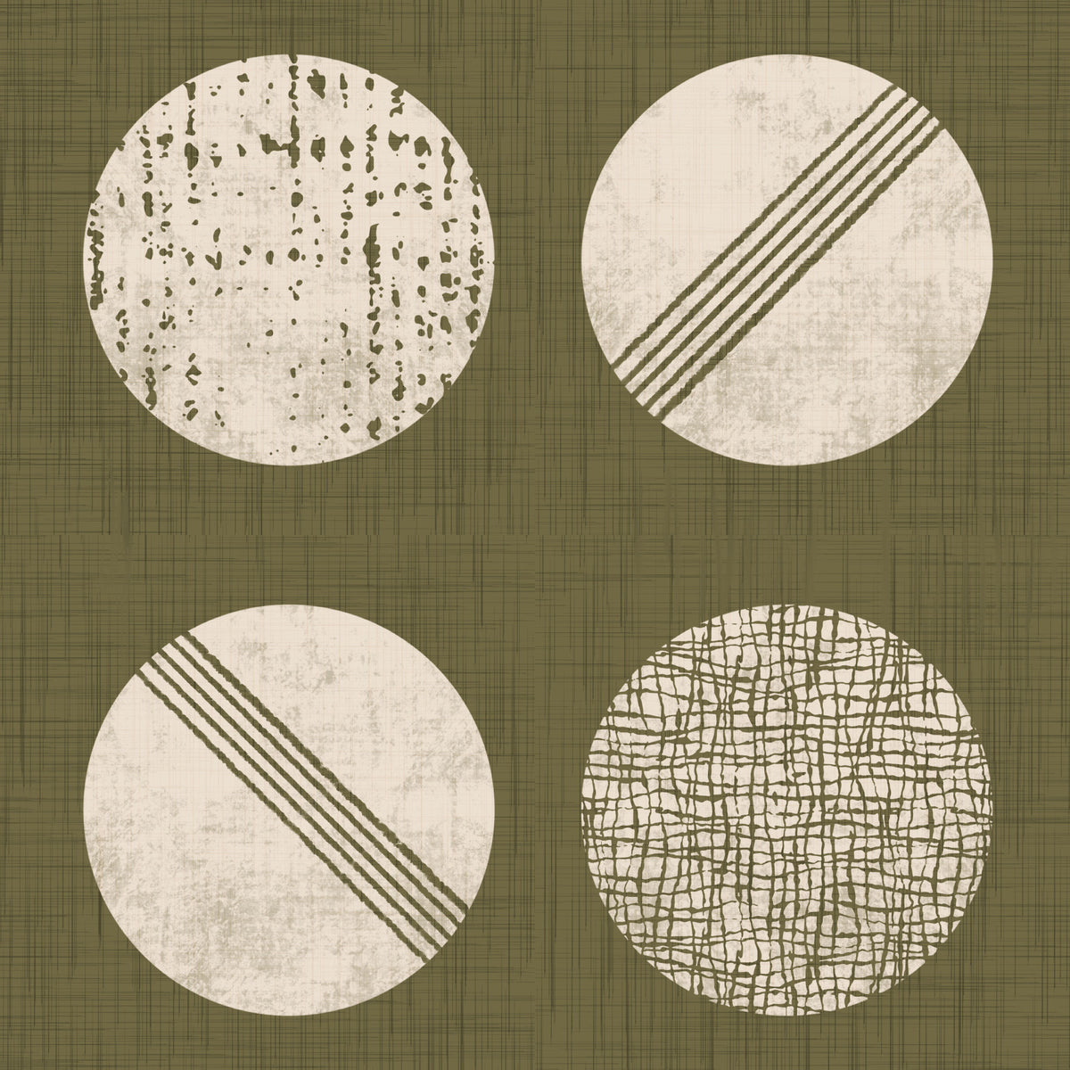 Olive Green Cream Circles Wallpaper Mid Century Wallpaper⁠ in your room — zoomed