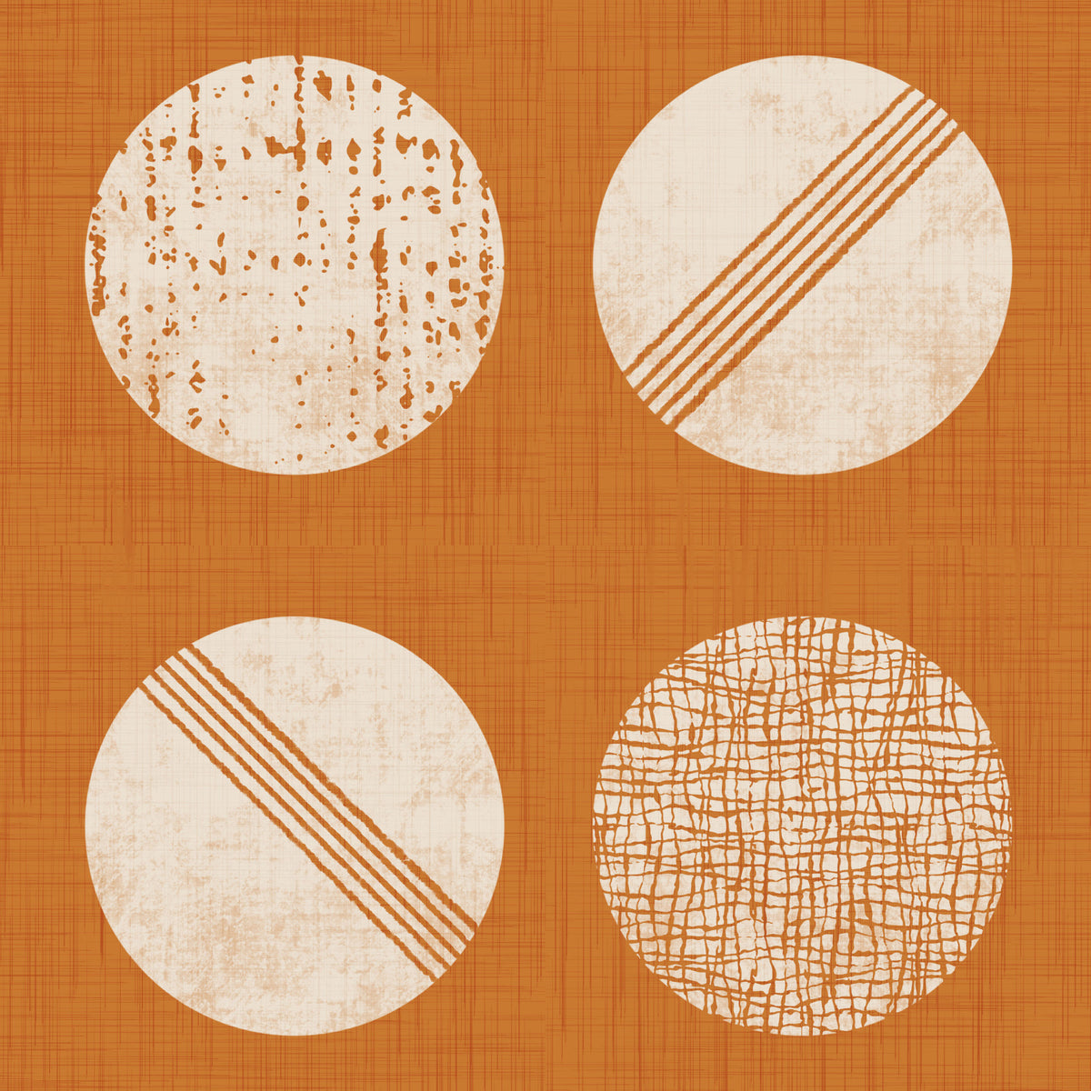 Burnt Orange Cream Circles Wallpaper Mid Century Wallpaper⁠ in your room — zoomed