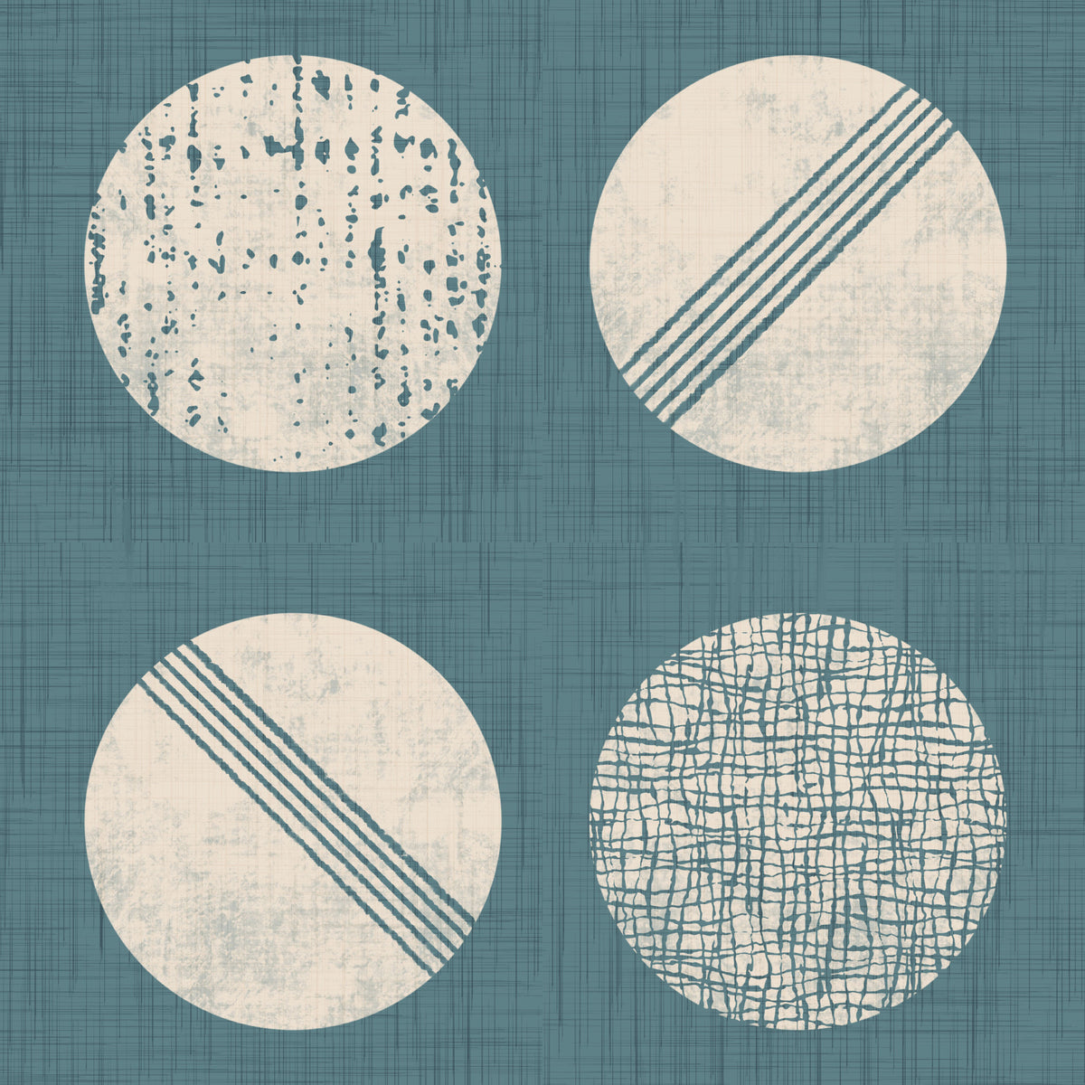Dusty Teal Cream Circles Wallpaper Mid Century Wallpaper⁠ in your room