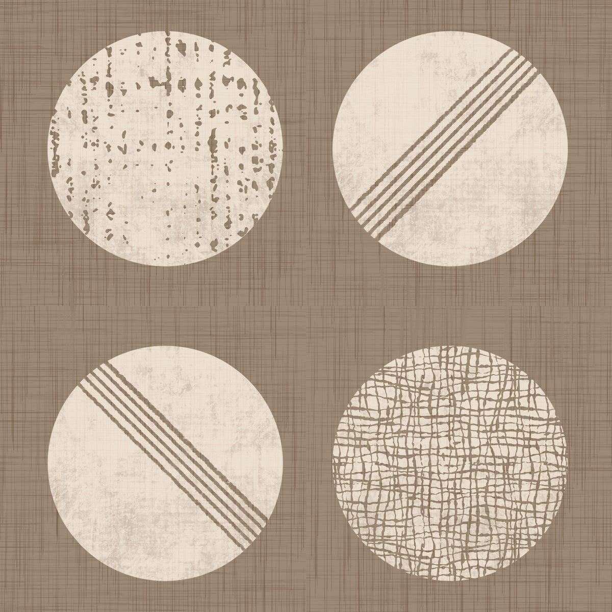 Warm Taupe Cream Circles Wallpaper Mid Century Wallpaper⁠ in your room