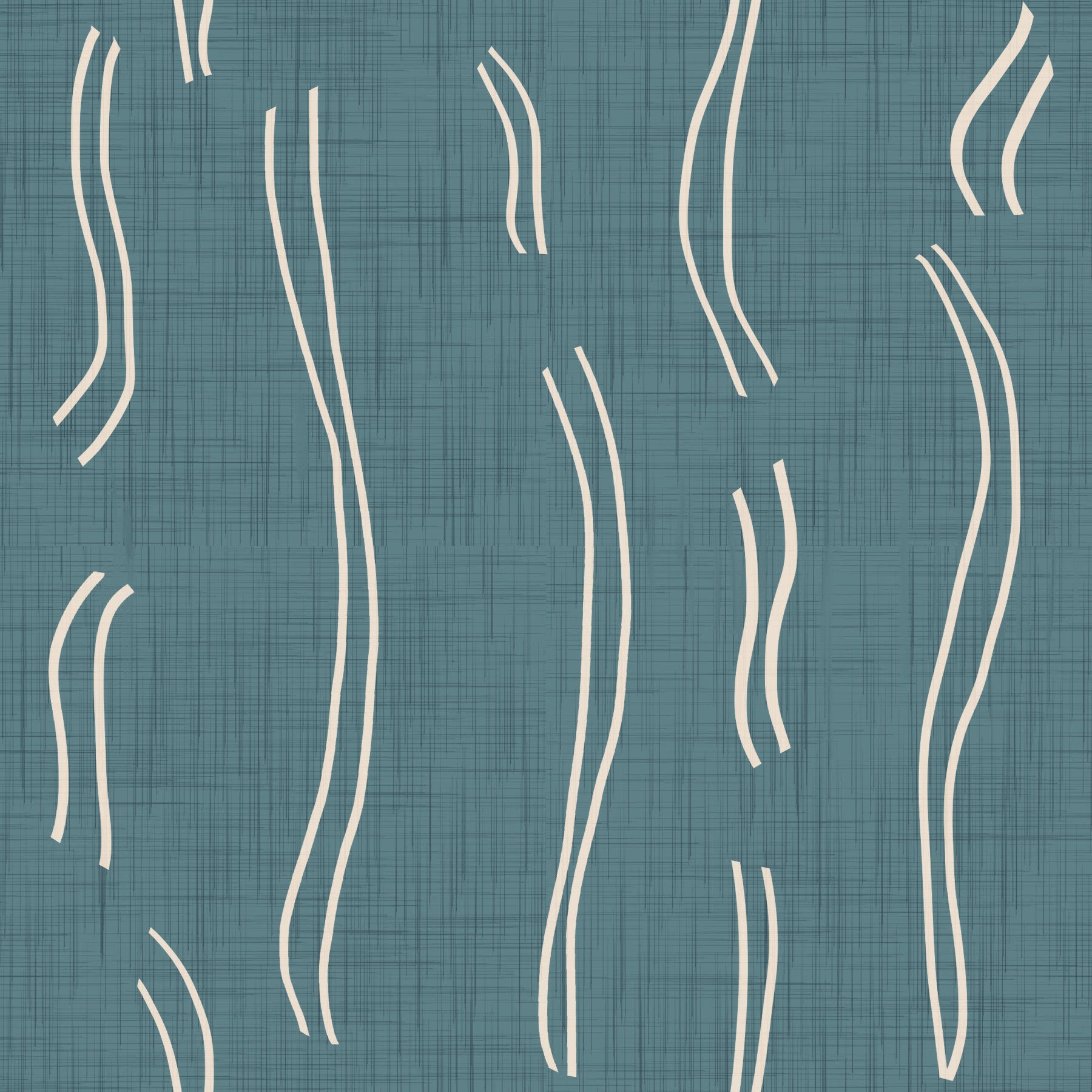 Dusty Teal Wavy Stripe Wallpaper Mid Century Wallpaper⁠