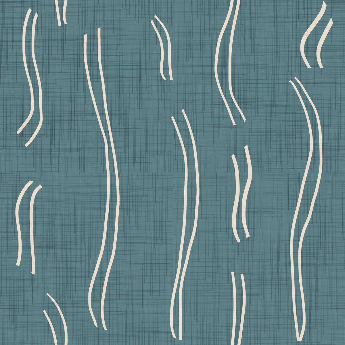 Dusty Teal Wavy Stripe Wallpaper Mid Century Wallpaper⁠ in your room