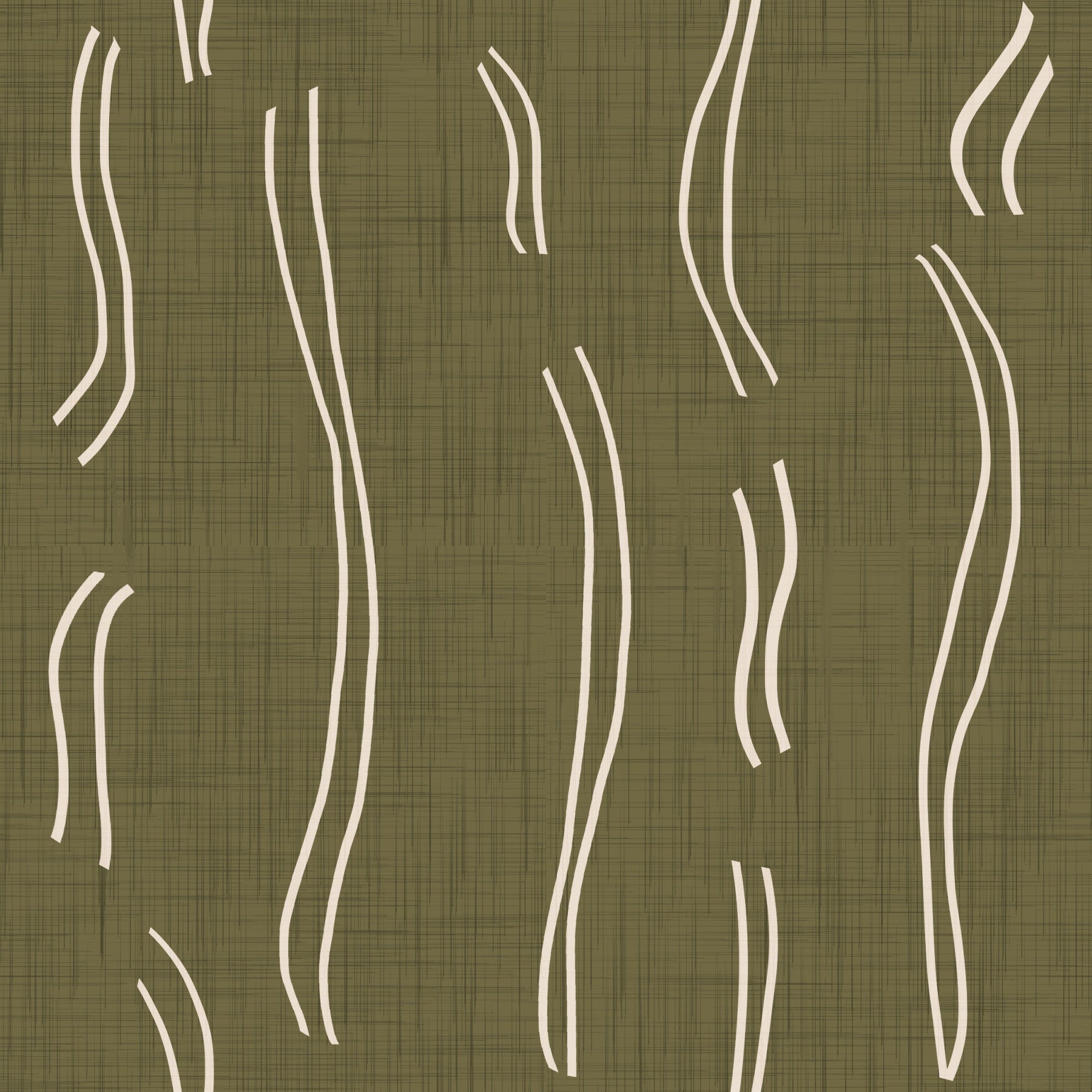 Olive Green Wavy Stripe Wallpaper Mid Century Wallpaper⁠