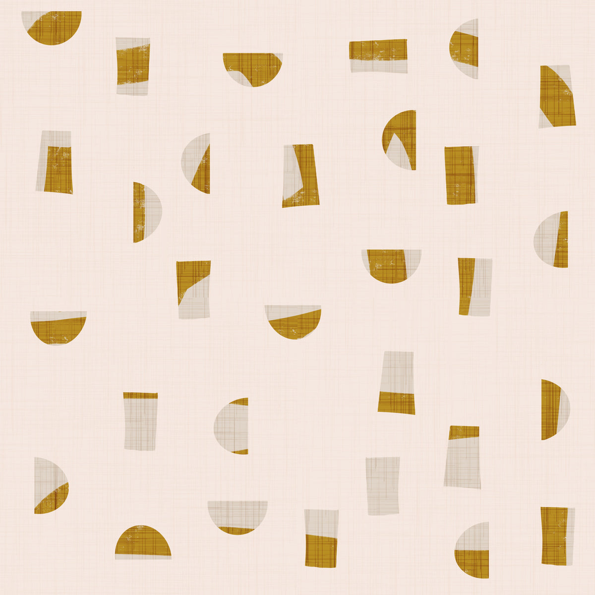 Cream Mustard Abstract Shapes Wallpaper Mid Century Wallpaper⁠ in your room