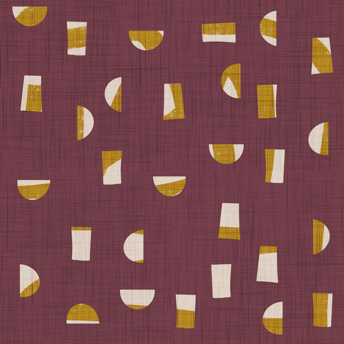 Burgundy Abstract Shapes Wallpaper Mid Century Wallpaper⁠ in your room