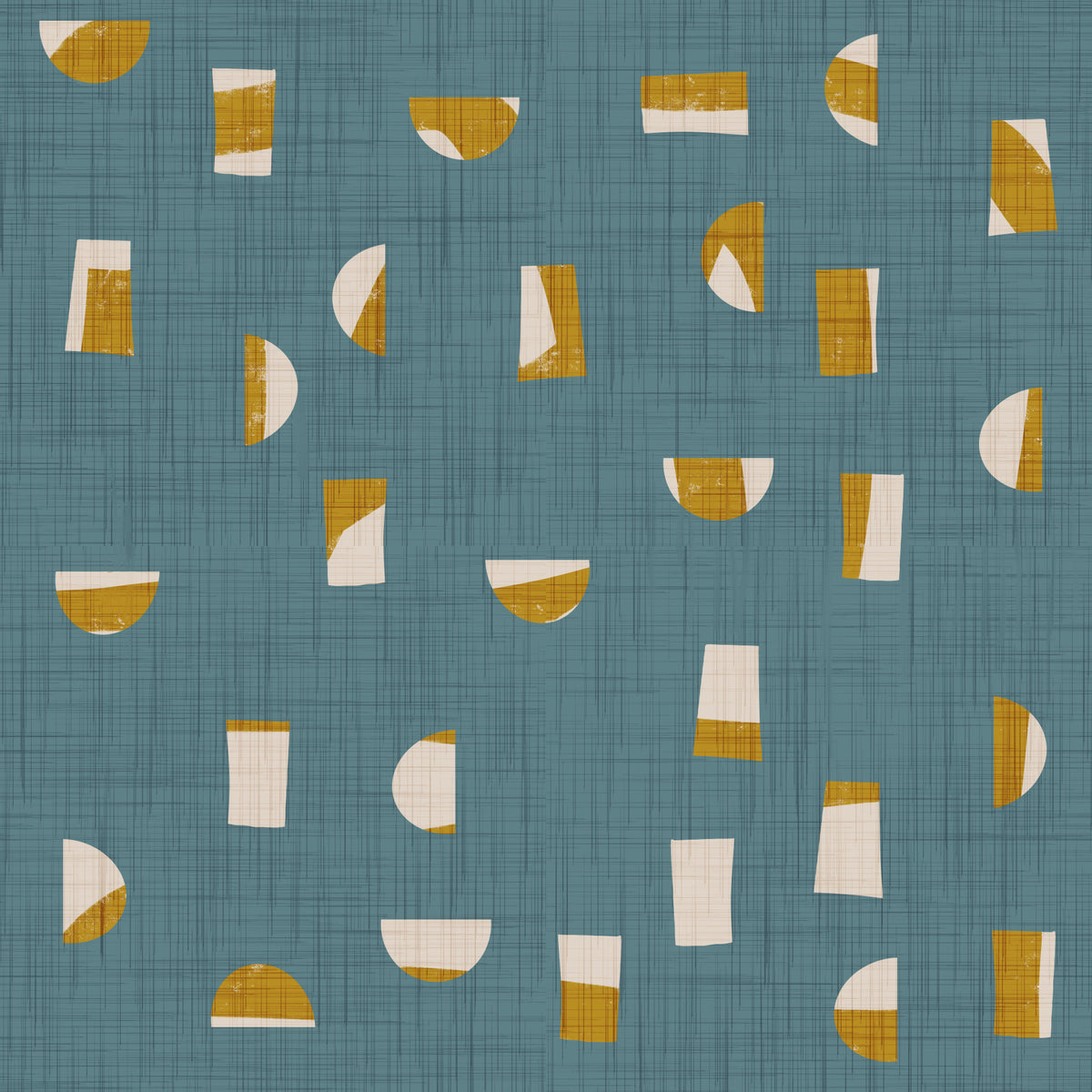 Dusty Teal Abstract Shapes Wallpaper Mid Century Wallpaper⁠ in your room — zoomed