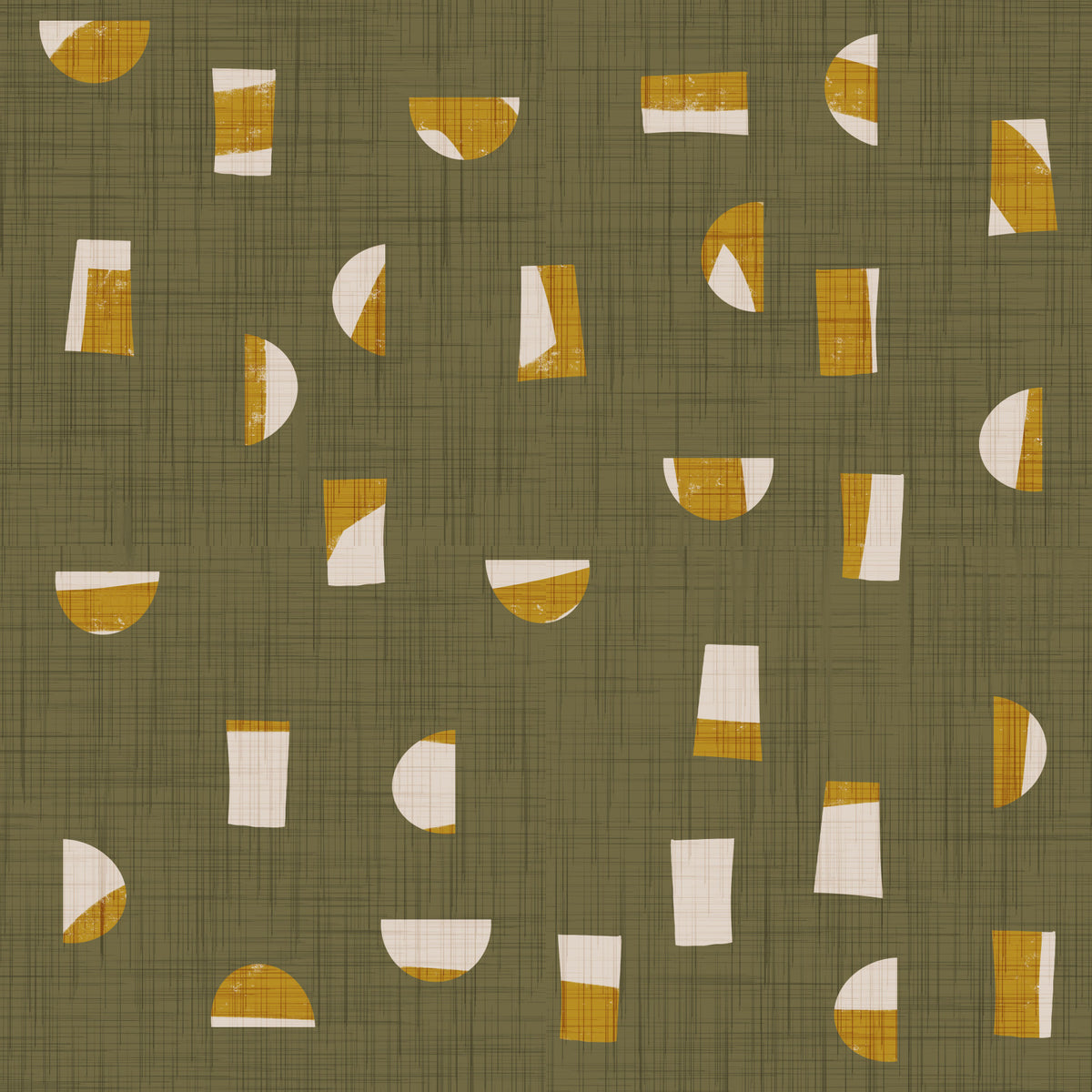 Olive Green Abstract Shapes Wallpaper Mid Century Wallpaper⁠ in your room — zoomed