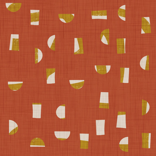 Rust Red Abstract Shapes Wallpaper Mid Century Wallpaper⁠