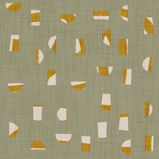 Sage Green Abstract Shapes Wallpaper Mid Century Wallpaper⁠