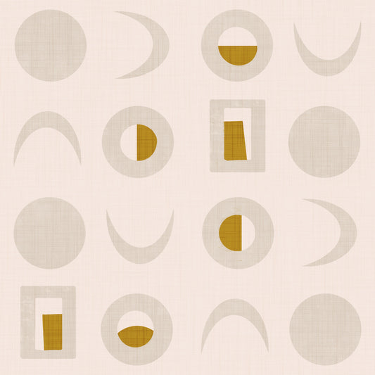 Cream Mustard Moon Phase Wallpaper Mid Century Wallpaper⁠
