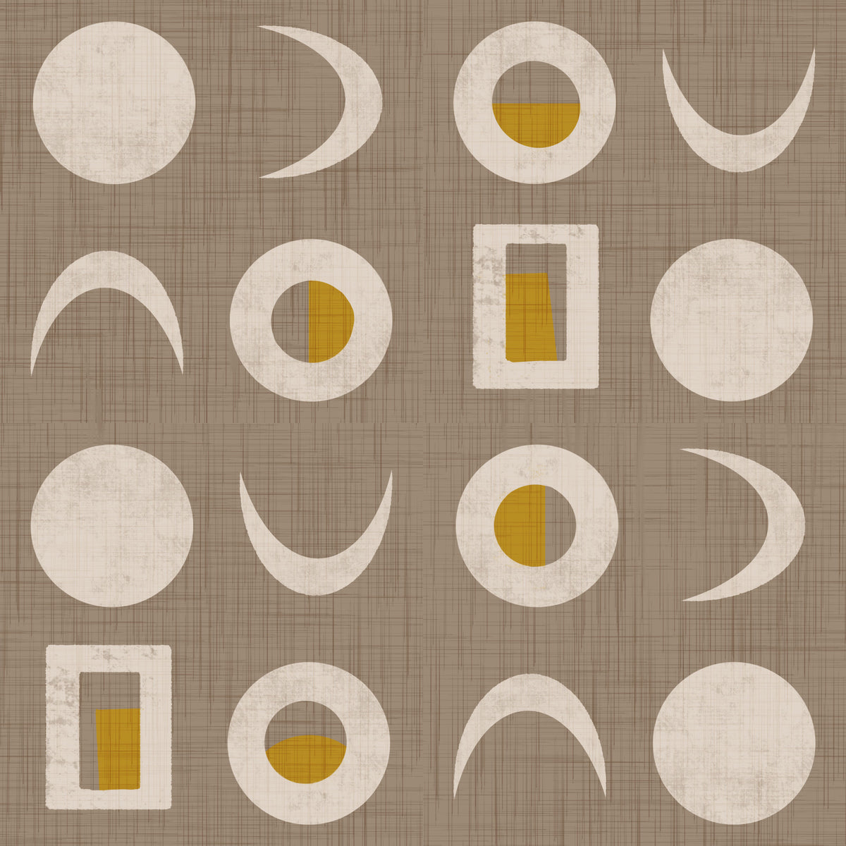 Warm Taupe Moon Phase Wallpaper Mid Century Wallpaper⁠ in your room — zoomed