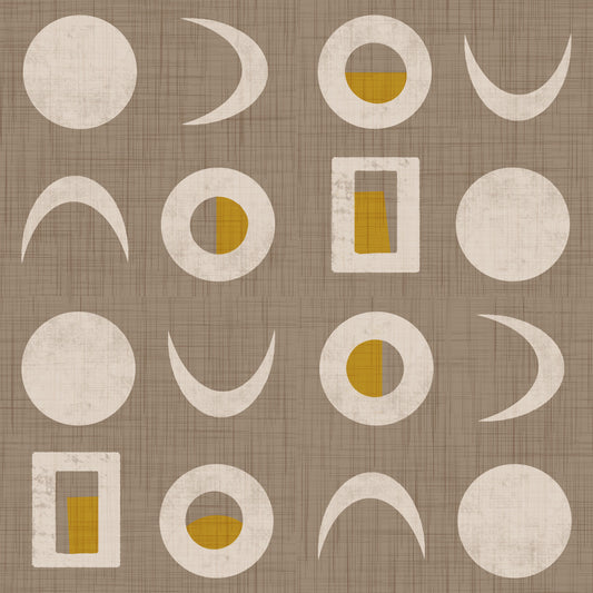 Warm Taupe Moon Phase Wallpaper Mid Century Wallpaper⁠