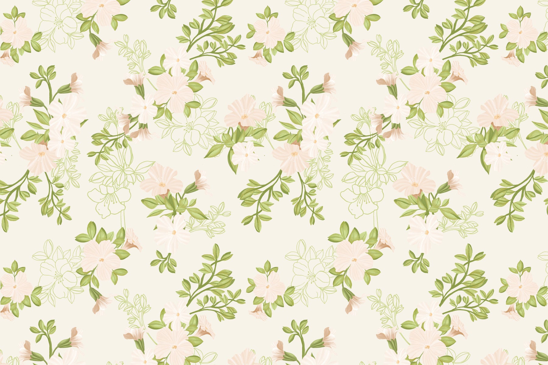 Soft Blush Petal Meadow Wallpaper⁠