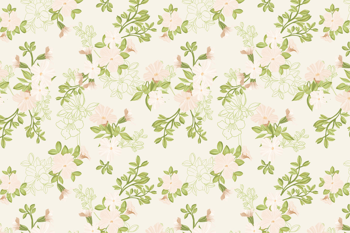 Soft Blush Petal Meadow Wallpaper⁠ in your room