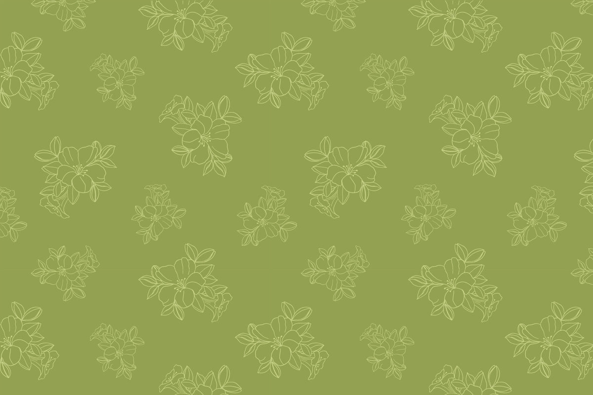 Sage Green Floral Outline Pattern Wallpaper⁠