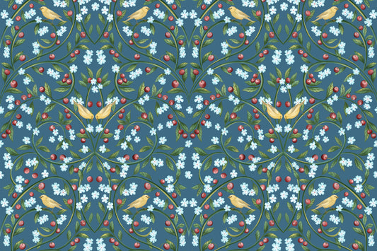 William Morris Blue Cherry Blossom Wallpaper Wallpaper⁠