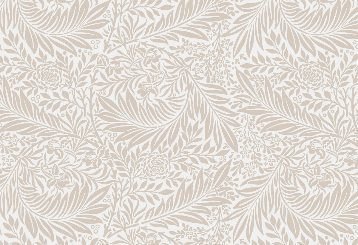 Beige Color Leaves Wallpaper Mural in your room — zoomed