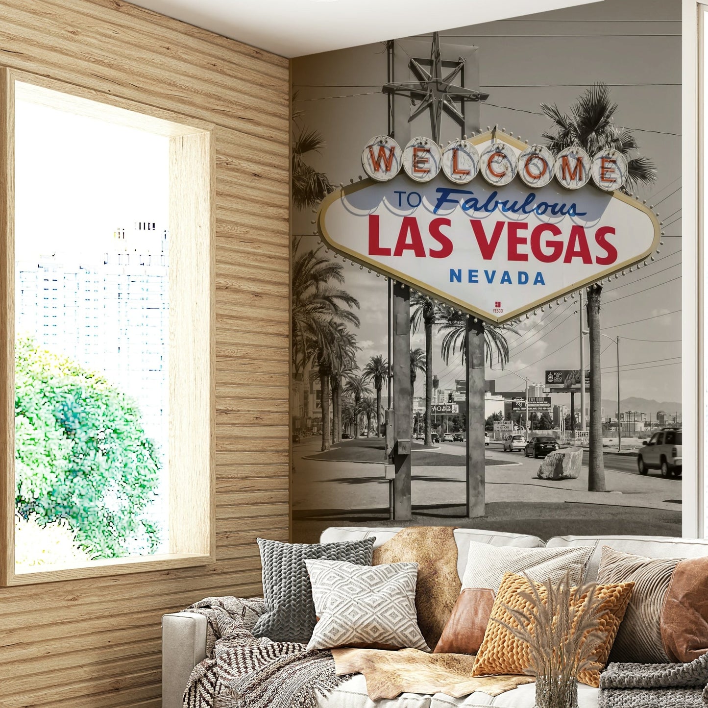 Bright and bold Las Vegas color pop wall mural

