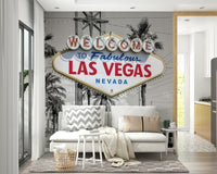 LAS VEGAS sign color pop wall mural for bold decor

