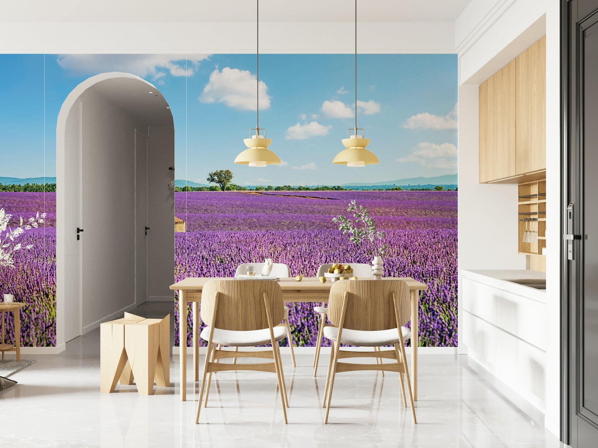 Hand painted style Provence landscape wall mural design