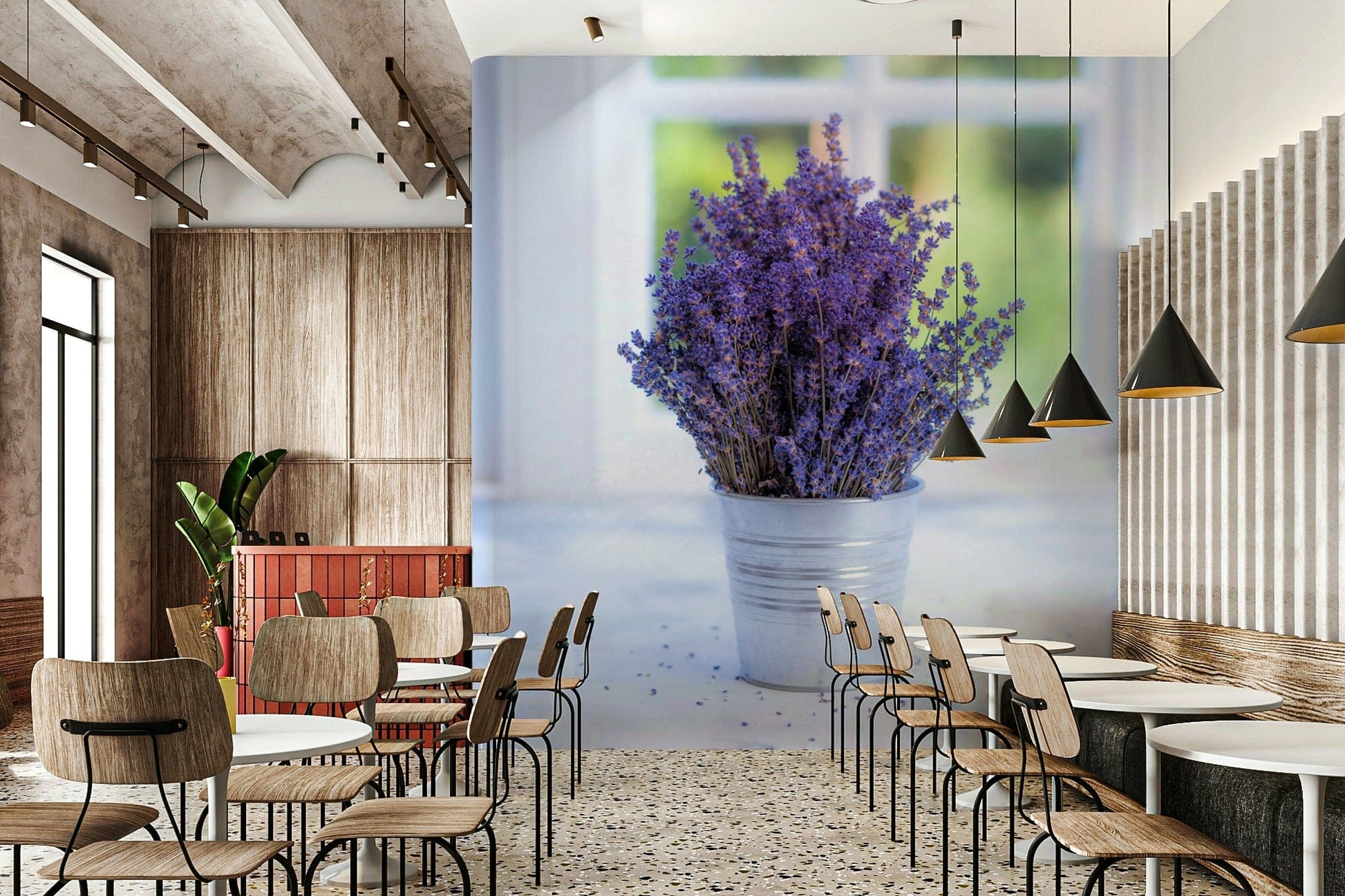 Floral Lavender in a Vase home decoration product for serene bedroom walls.