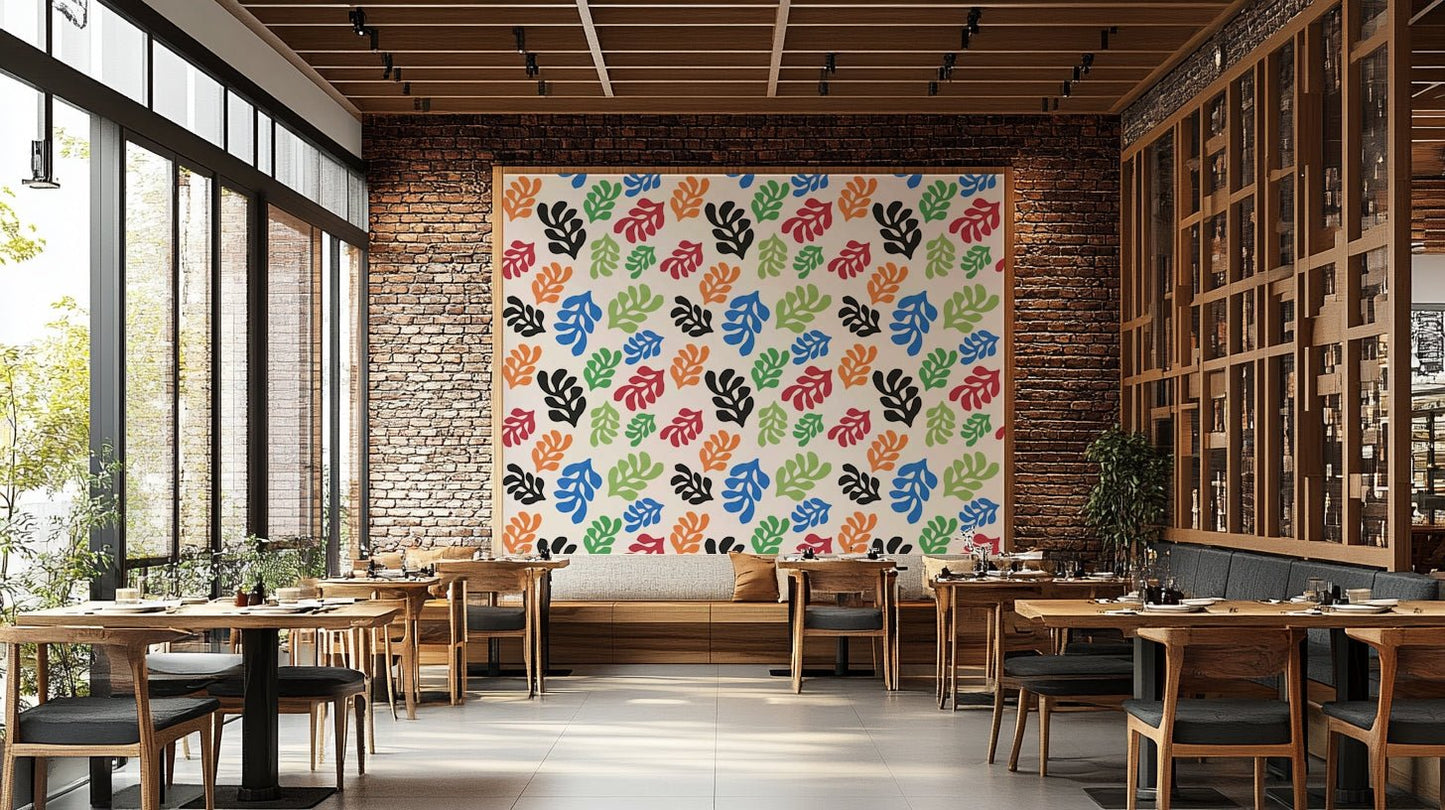 The mural gives a feeling of being in a calm, natural space.

