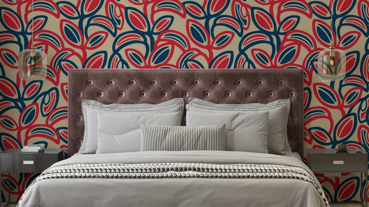 Groovy retro mid-century leaves pattern.

