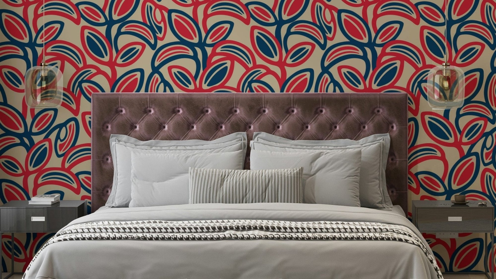 Groovy retro mid-century leaves pattern.

