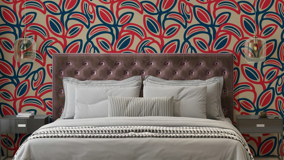 Groovy retro mid-century leaves pattern.

