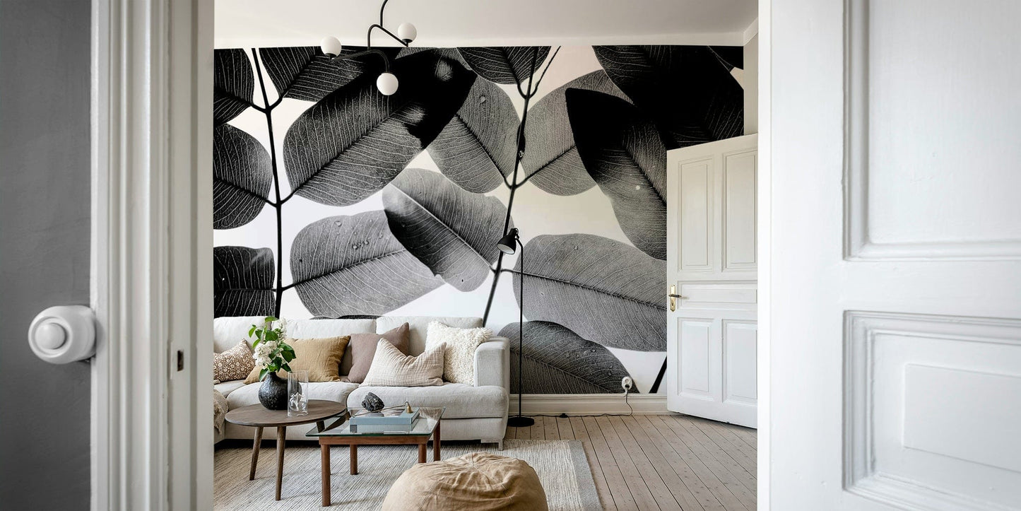 An artistic close-up leaf mural for home decor.

