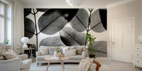 An artistic experimental mural on minimalist wallpaper.


