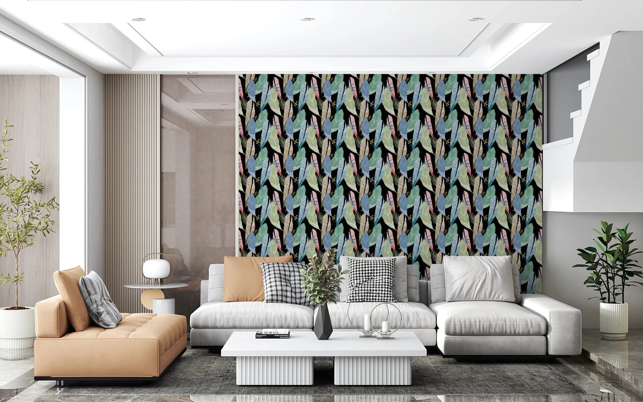 Leafy Abstraction Tropical Pastel Leaves Wallpaper⁠