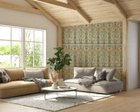 A graceful subtle garden wall mural in bright, sunny tones.

