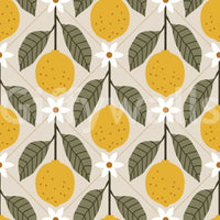 Lemon grove faux tile wallpaper for a sunny atmosphere

