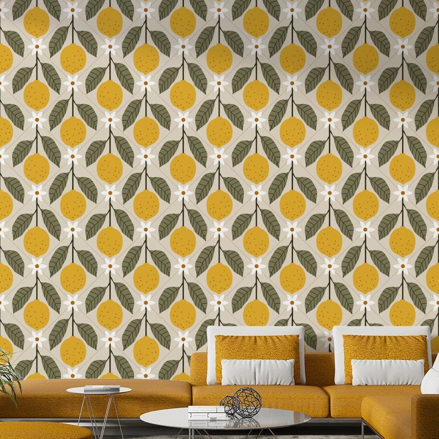 Refresh your space with lemon grove faux tile wallpaper

