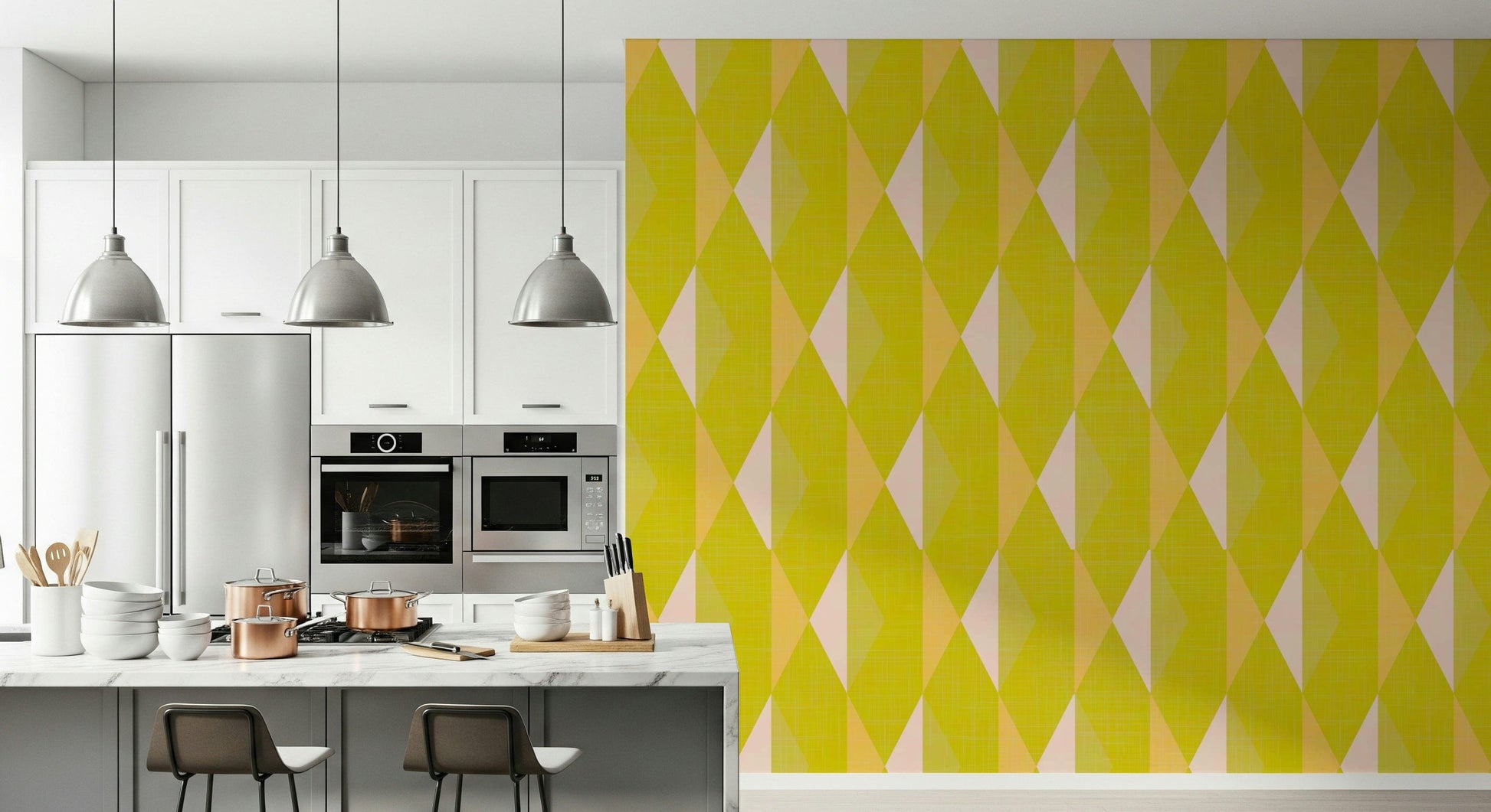 Lemon Rhombus mesmerizing geometric structure wall art.