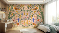 Lemon Trees Wall Mural as a feature wall in a contemporary home office or study.