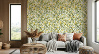 Juicy Lemon Grove Dreams mural botanical illustration kitchen wall.
