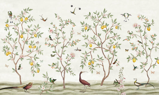 Lemon Tree Chinoiserie Design Wallpaper for Walls