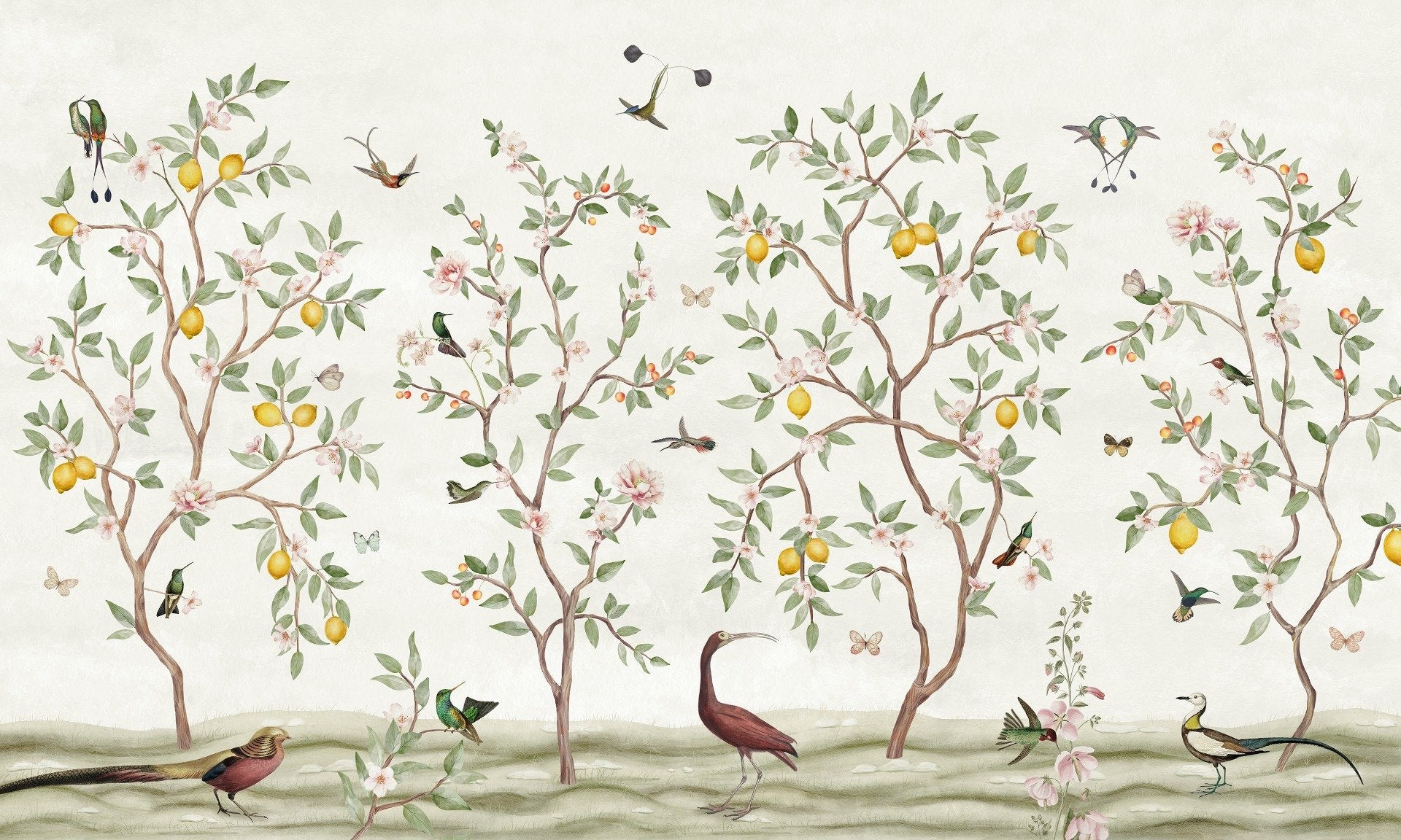 Lemon Tree Chinoiserie Design Wallpaper for Walls