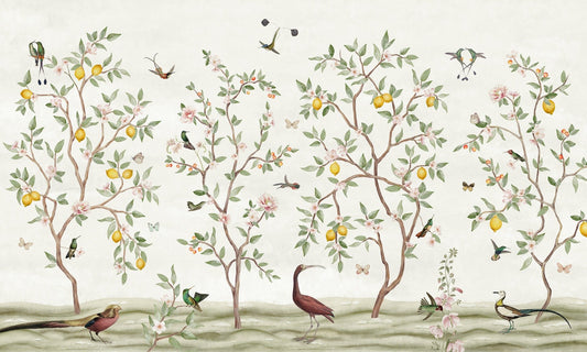 Lemon Tree Chinoiserie Design Wallpaper for Walls