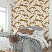 Close-up of a stylized leopard pattern in a jungle setting

