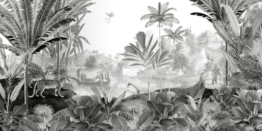 Black and White Leopard Landscape wallpaper for walls
