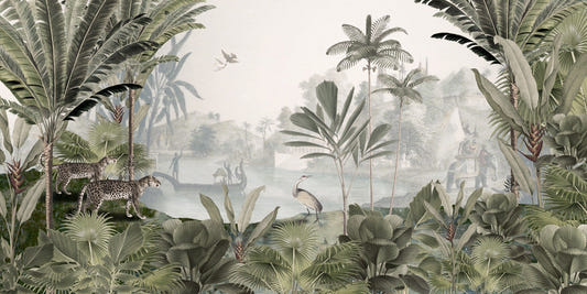 Leopard Landscape with Lush green Forest wallpaper